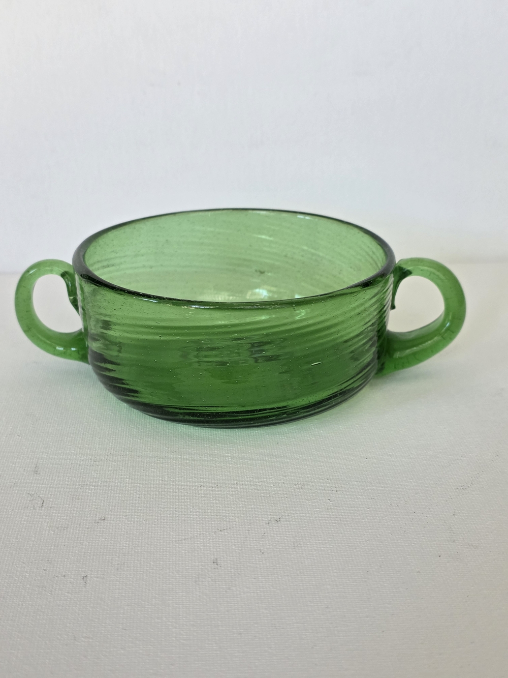 Vintage Cambridge  Green Glass Double-Handled Serving Bowl